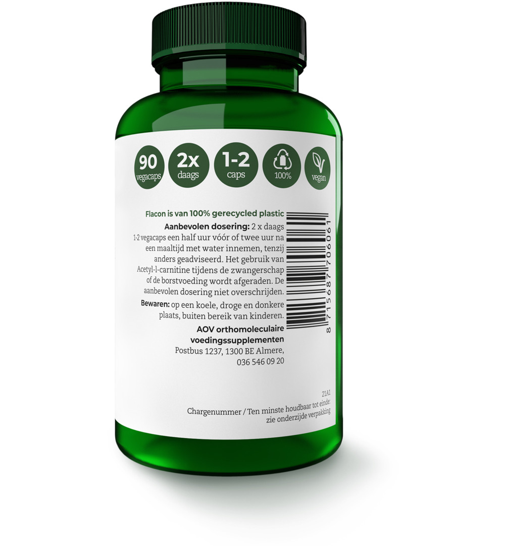 AOV 606 Acetyl-l-carnitine (90 vega capsules) - image 2