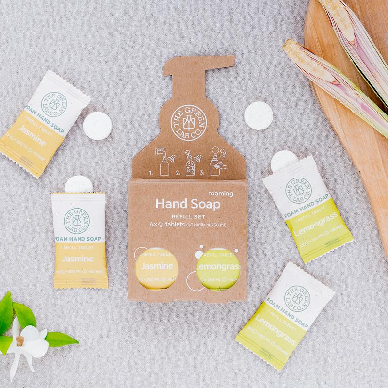 Thegreen Lab Co Handzeep navul set citroengras & jasmijn (4 stuks)