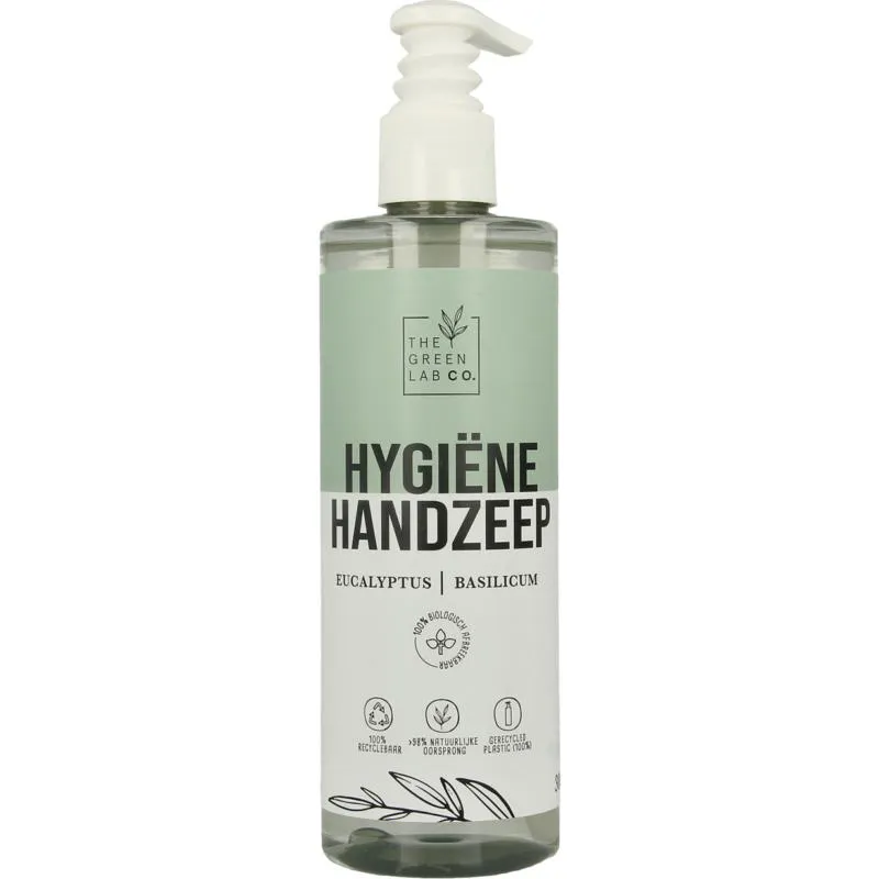Thegreen Lab Co Handzeep vloeibaar eucalyptus & basilicum met pomp (300 ml)