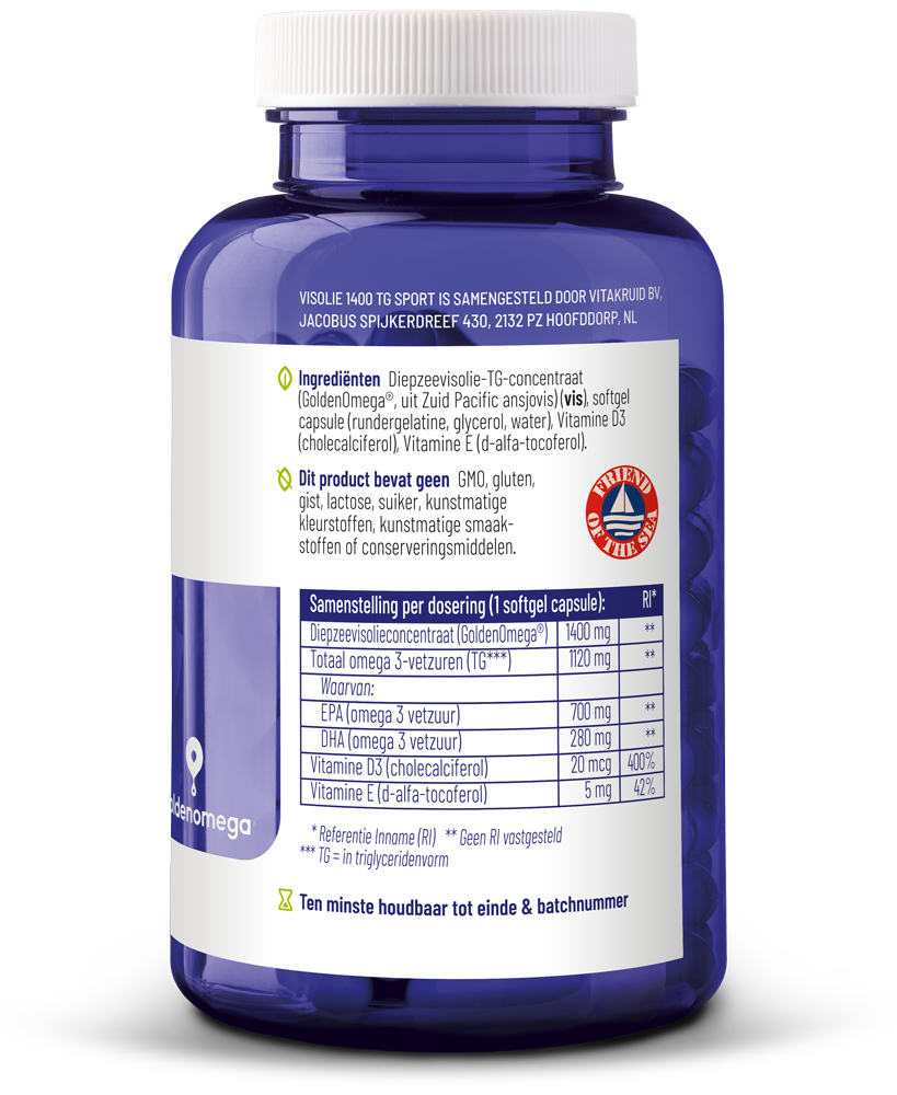 Vitakruid Visolie 1400 Sport Triglyceriden EPA 40% DHA 20% (90 softgels) - image 2