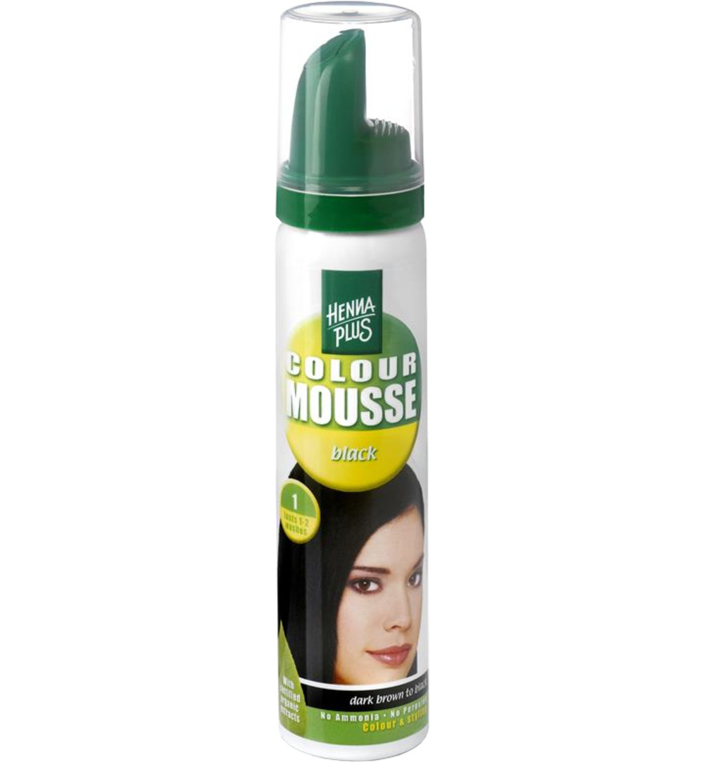 Hennaplus Colour Mousse Styling Zwart (75 ml)