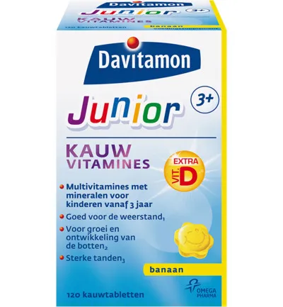 Davitamon Junior 3+ banaan (120 kauwtabletten)