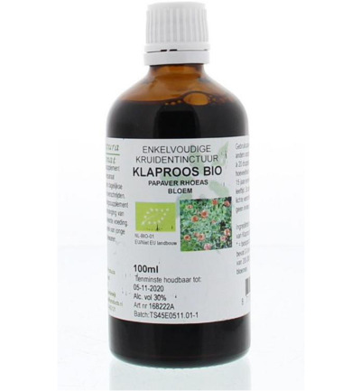 De Cruydhof Papaver rhoeas flor / klaproos tinctuur (100 ml)