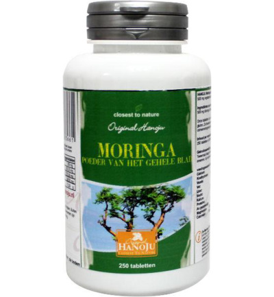 Hanoju Moringa Oleifera Heelblad 500M (250 tabletten)