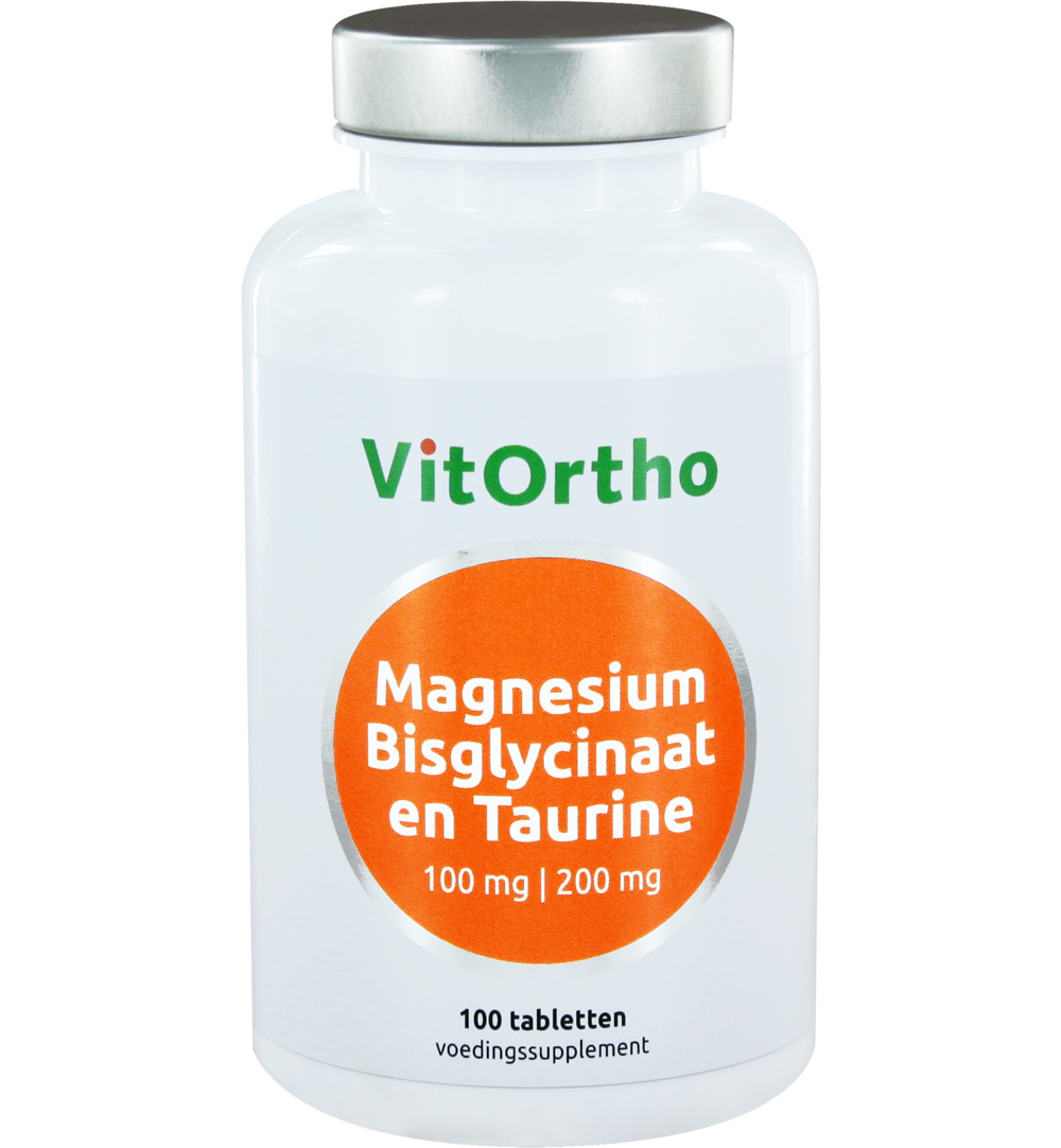 VitOrtho Magnesium bisglycinaat 100 mg en taurine 200 mg (100 tabletten)