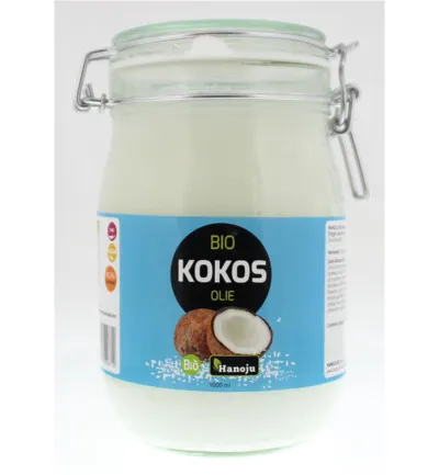 Hanoju Kokosolie Virgin Beugelglas Bio (1000 ml)