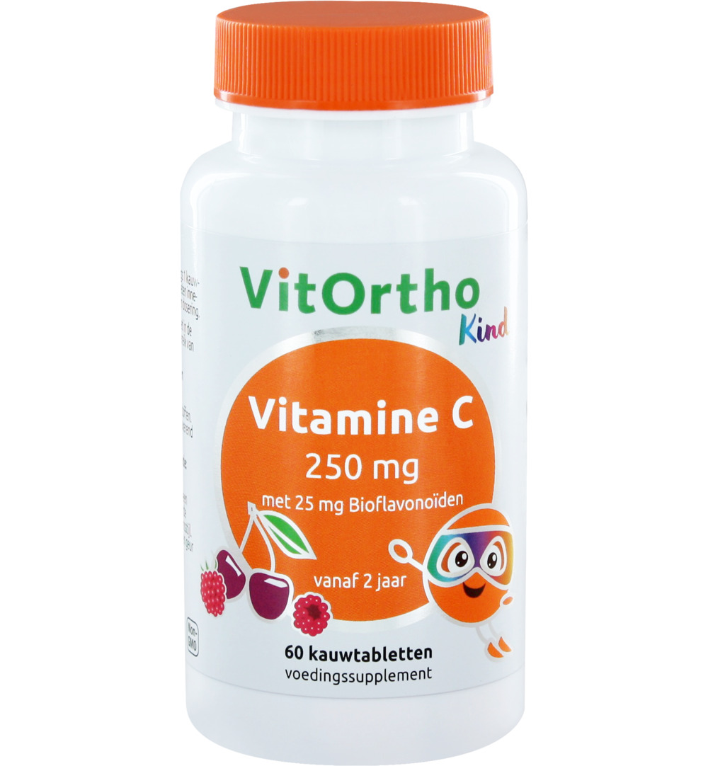 VitOrtho Vitamine C 250 mg met 25 mg bioflavonoiden (60 kauwtabletten)