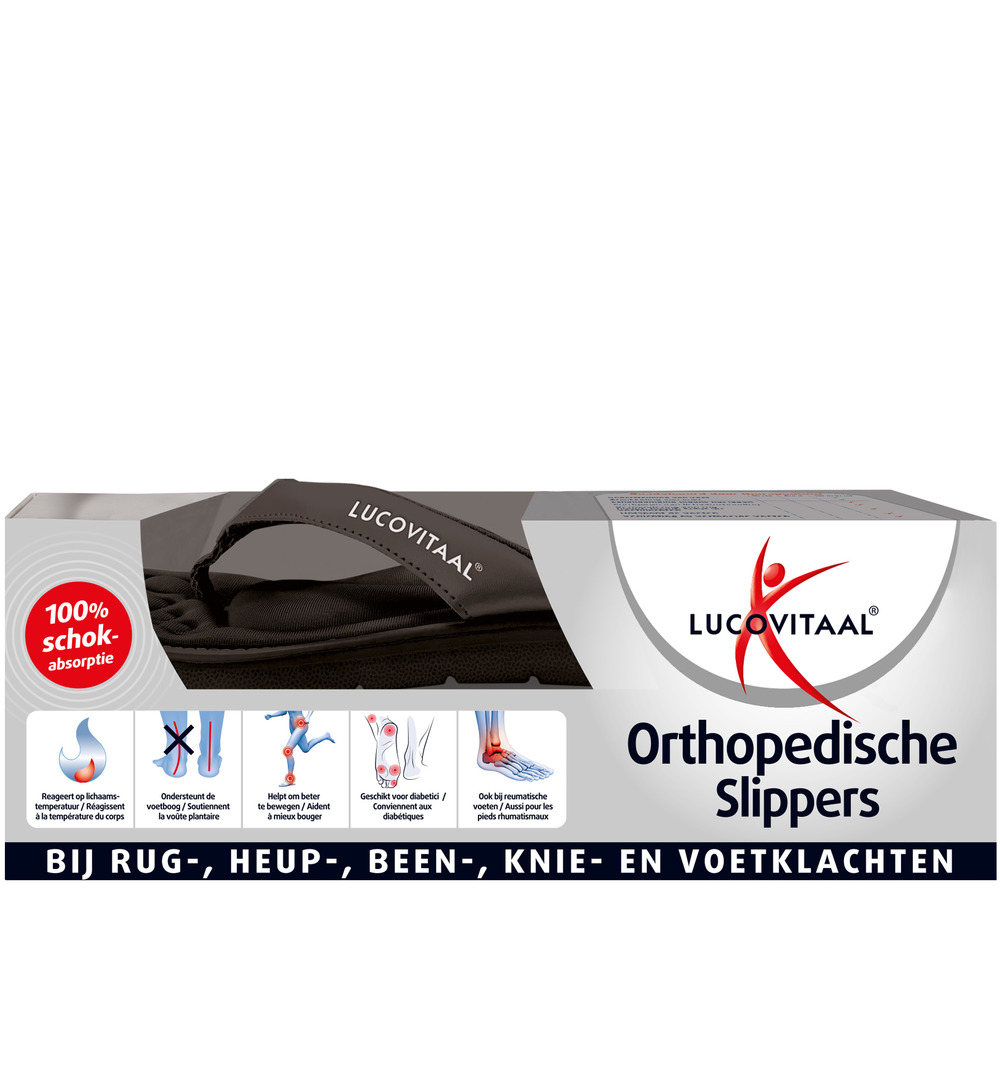 Lucovitaal Orthopedische Slippers Maat 37-38 Zwart (1 paar)