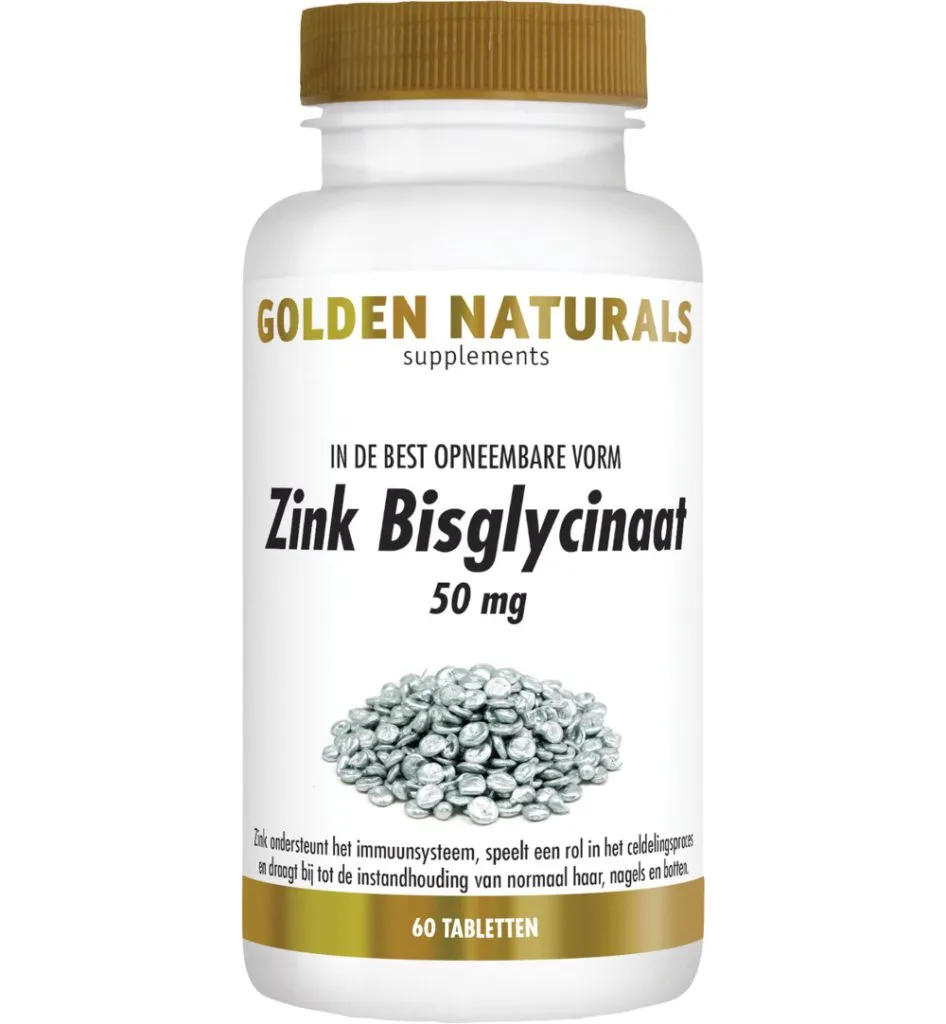 Golden Naturals Zink bisglycinaat 50 mg (60 tabletten)