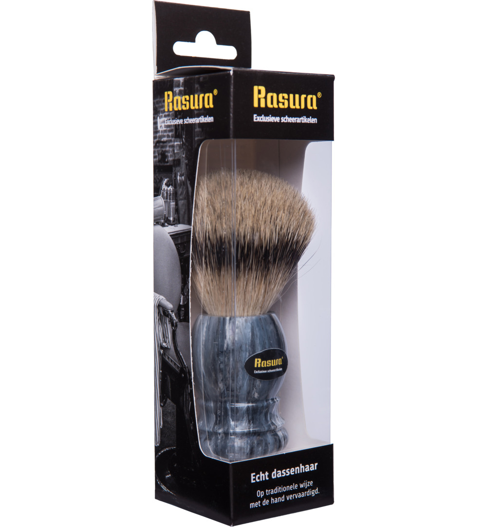 Rasura Scheerkwast silverspits marmer/grijs (1 stuk)
