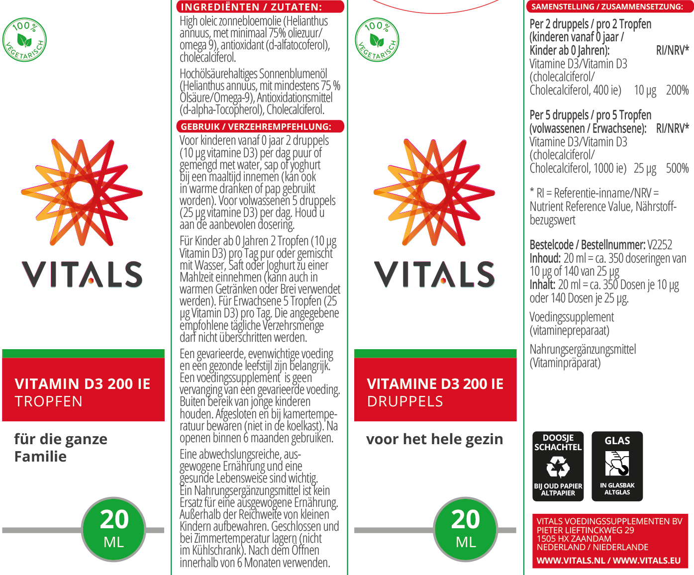 Vitals Vitamine D3 druppels (20 ml) - image 3