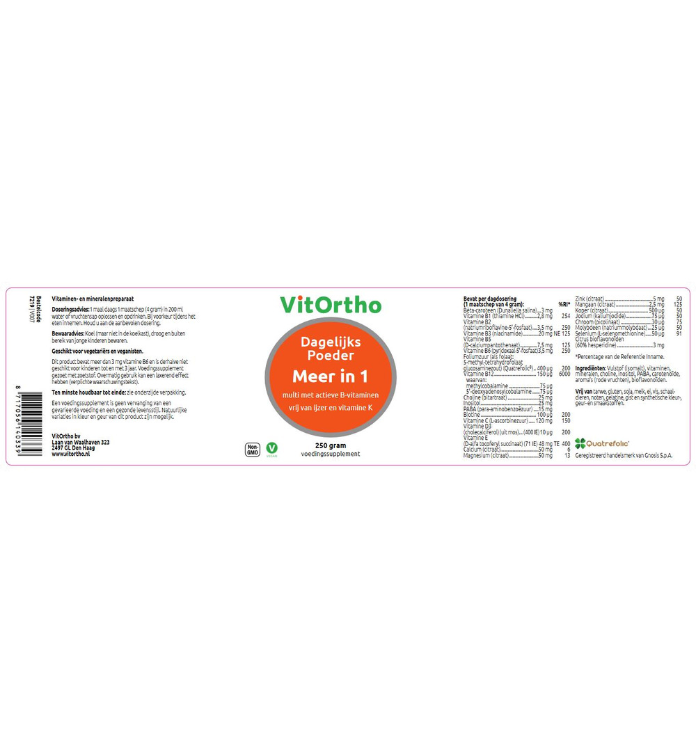 VitOrtho Meer in 1 Dagelijks poeder (250 gr)