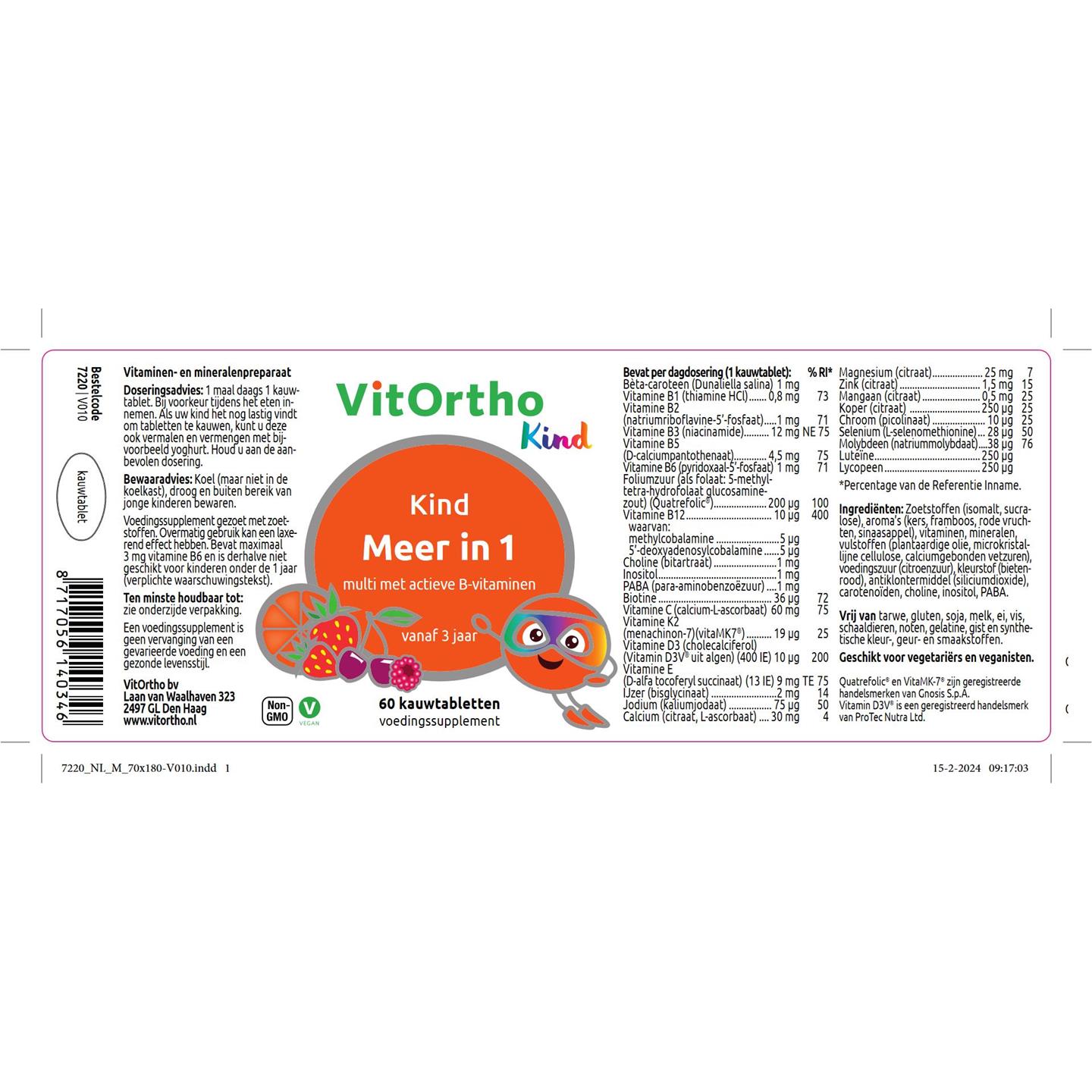 VitOrtho Meer in 1 kind (60 kauwtabletten)