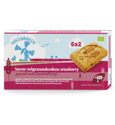 Molenaartje Haver volgranenkoeken cranberry bio (240 gr)