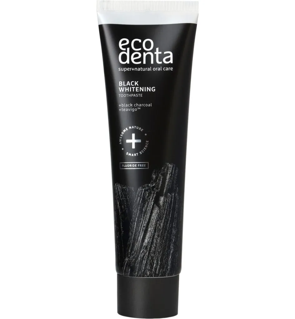 Ecodenta Tandpasta whitening houtskool extra black (100 ml)