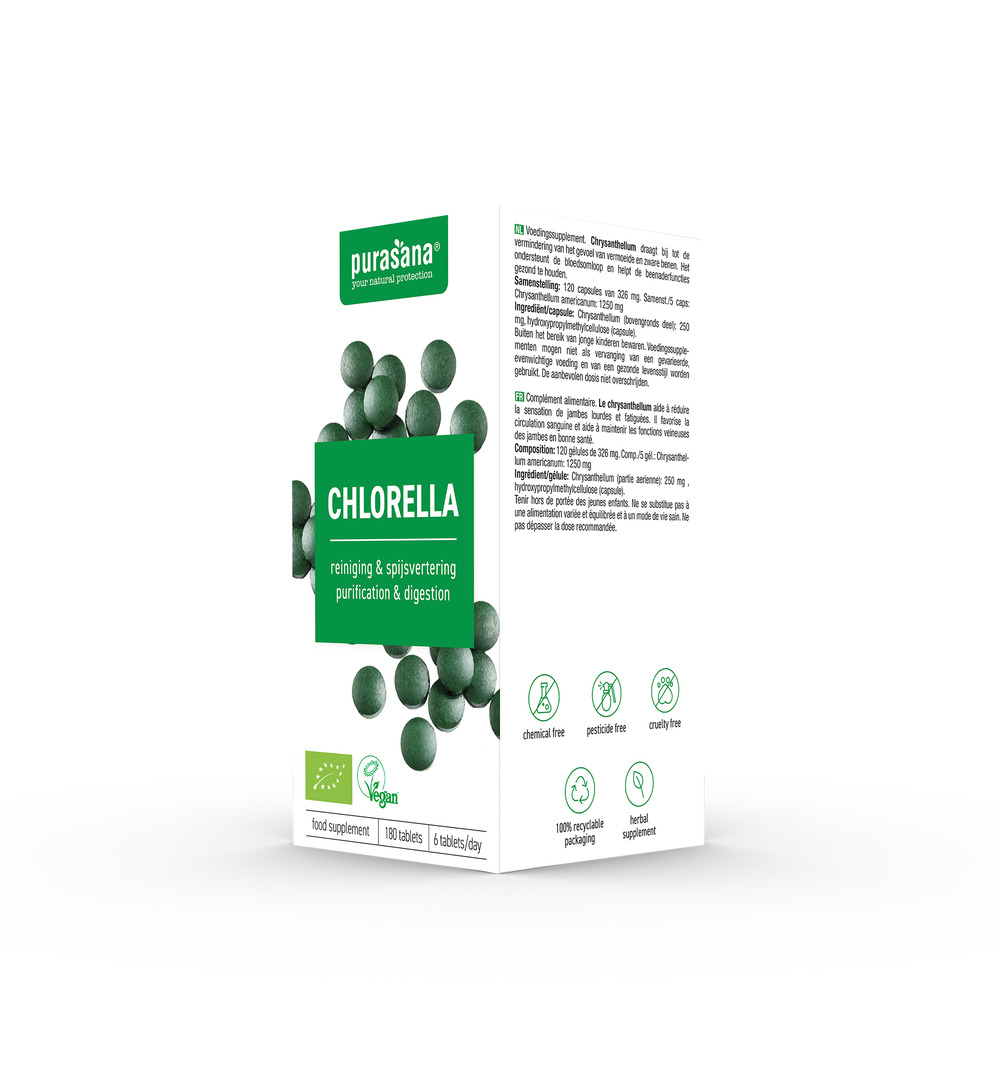 Purasana Chlorella Vegan Bio (180 tabletten) - image 4