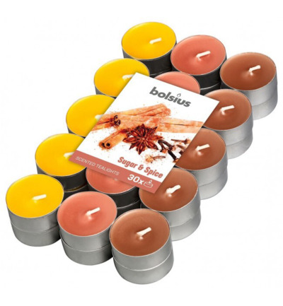 Bolsius Geurtheelicht Multi Colour Brick Sugar & Spice (30 stuks)