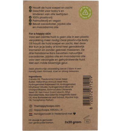 Happysoaps Baby & Kids Body Oil Bar Little Sunshine (60 gr)