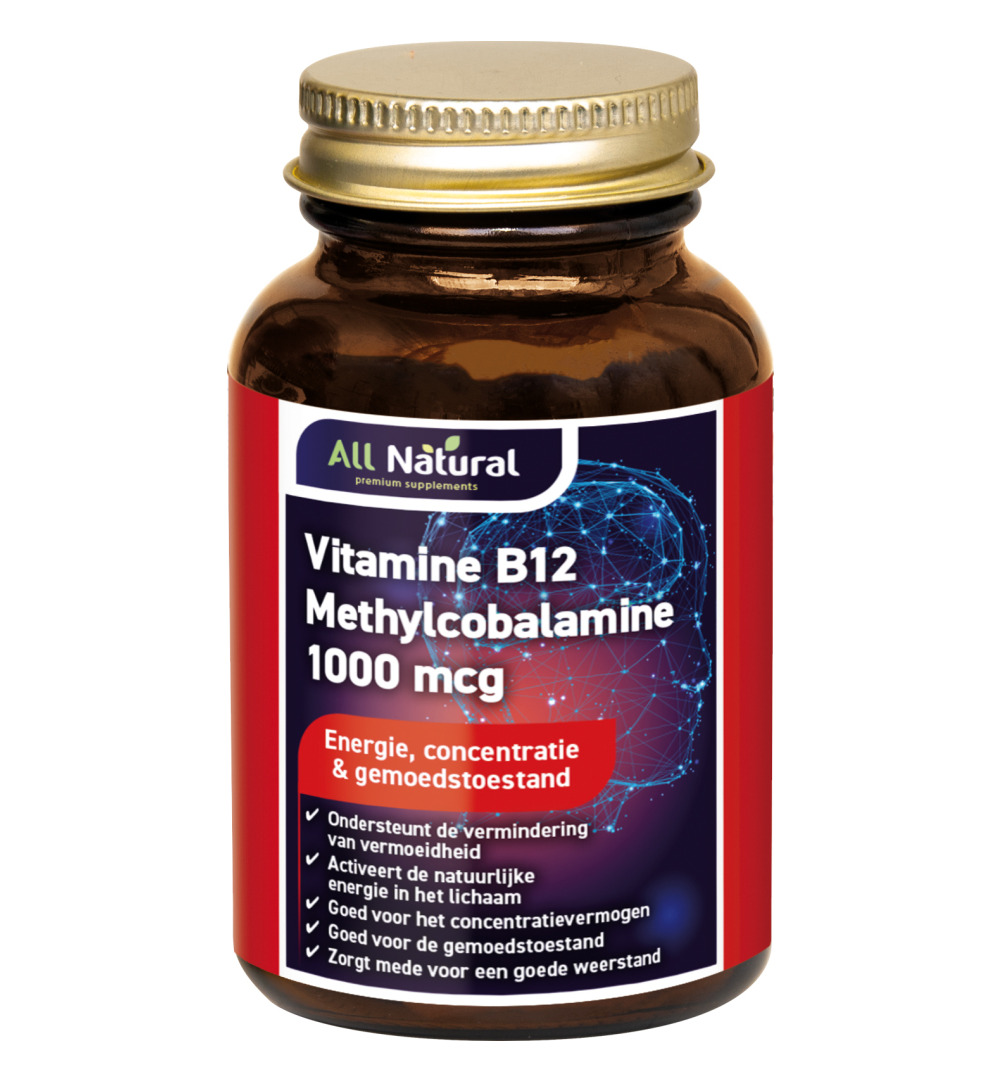 All Natural Vitamine B12 1000mcg methylcobal (90 tabletten)