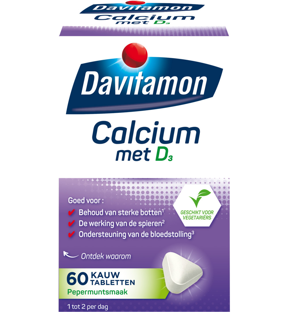 Davitamon Calcium & D3 mint (60 kauwtabletten)