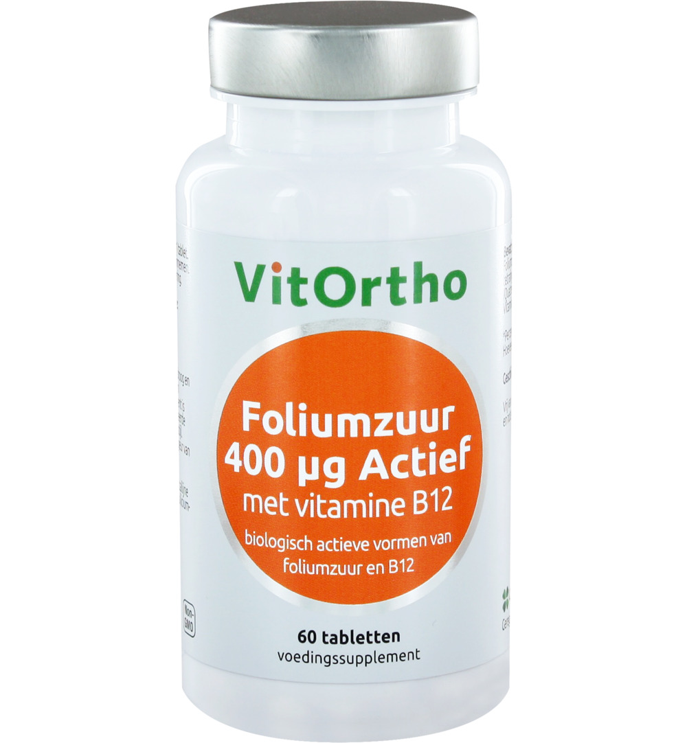 VitOrtho Foliumzuur 400 mcg met vitamine B12 (60 tabletten)