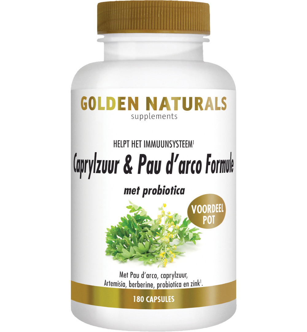 Golden Naturals Caprylzuur & Pau D'Arco Met Probiotica (180 vega capsules)