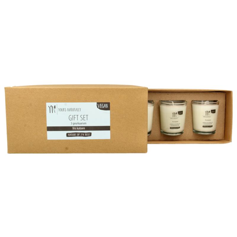 Yours Naturally Gift Set 3 Votive Geurkaarsen F Ris Katoen (1 set)