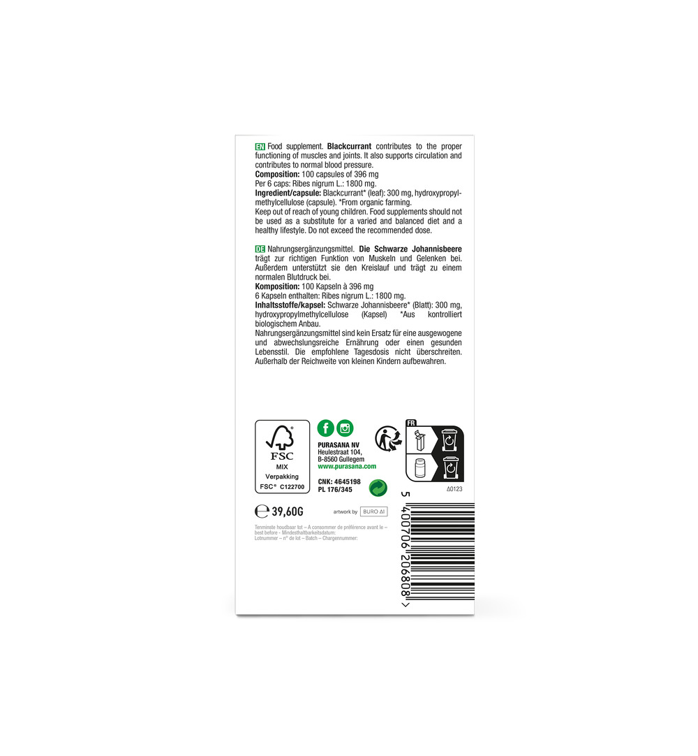 Purasana Zwarte bes 300 mg BIO (100 vega capsules) - image 3