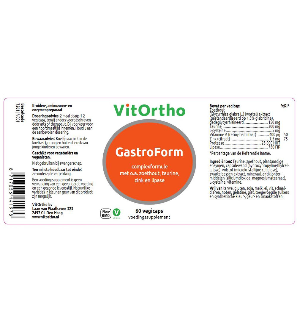 VitOrtho GastroForm (60 vega capsules)