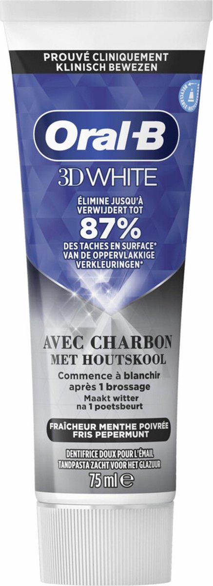Oral B Tandpasta 3D White Houtskool (75 ml)