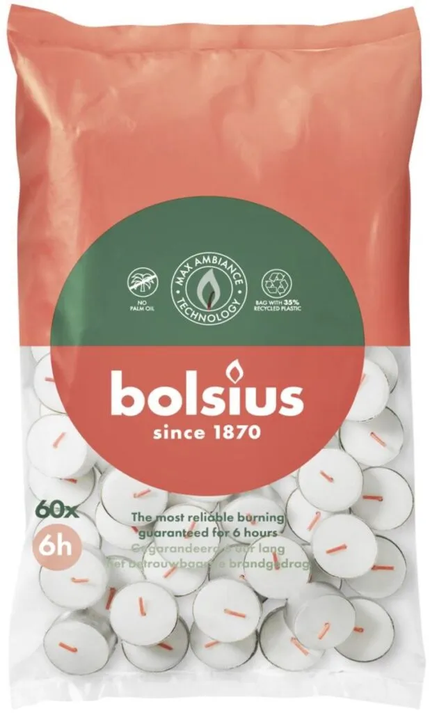 Bolsius Theelicht 6-Uur Zak (60 stuks)
