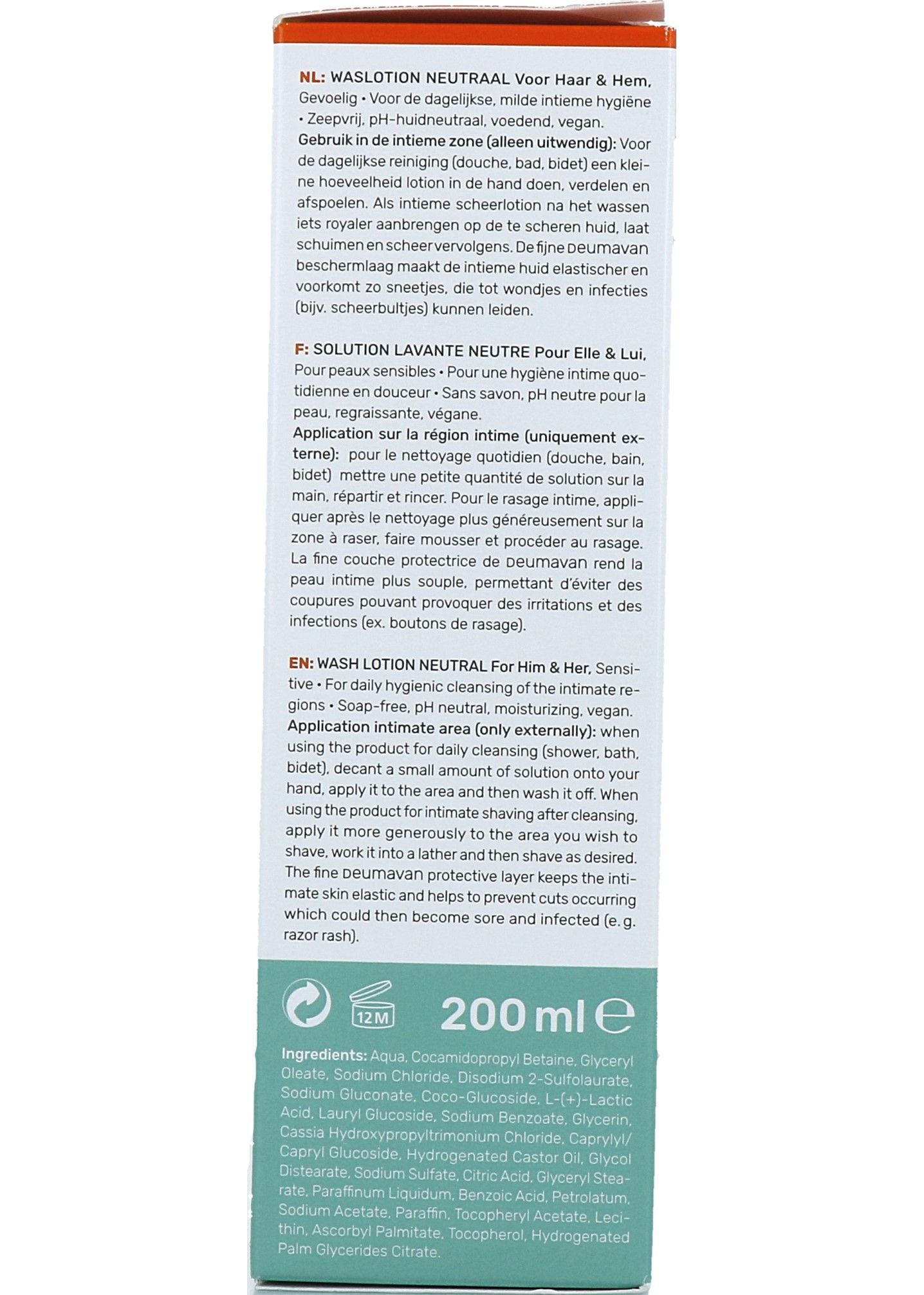 Deumavan Waslotion Intiem Neutraal Voor Hem&Haar (200 ml) - image 3
