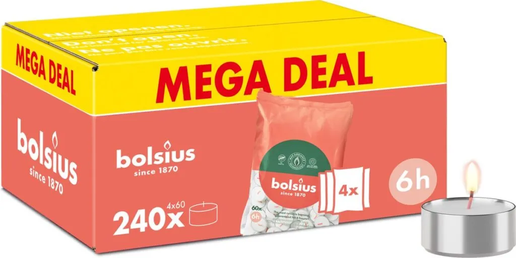 4x Bolsius Theelicht 6-Uur Zak (60 stuks)