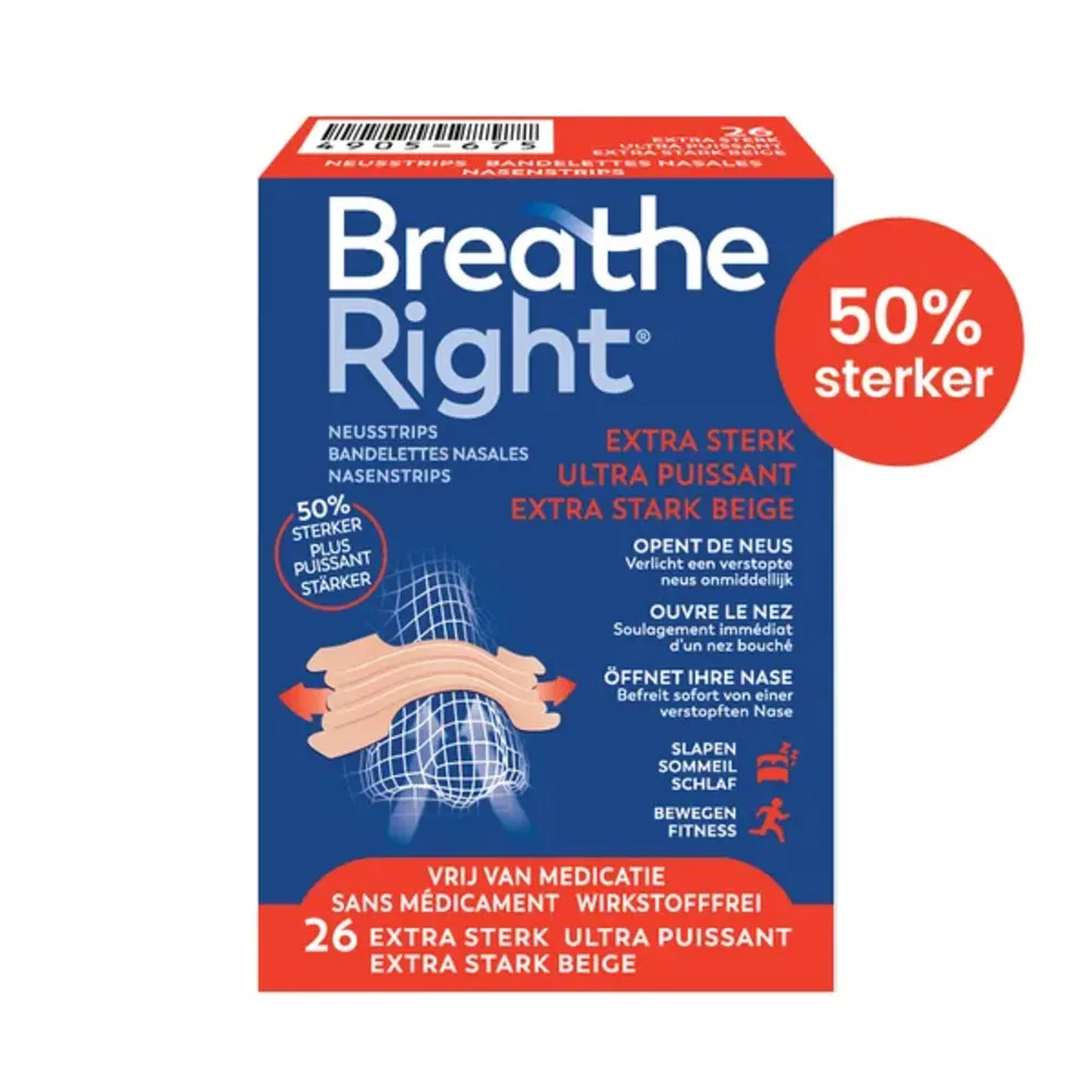 Breathe Right Neusstrips Extra Sterk (26 stuks)
