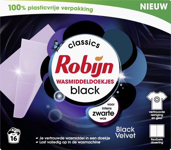 Robijn Wasmiddeldoekjes Black (16 stuks)