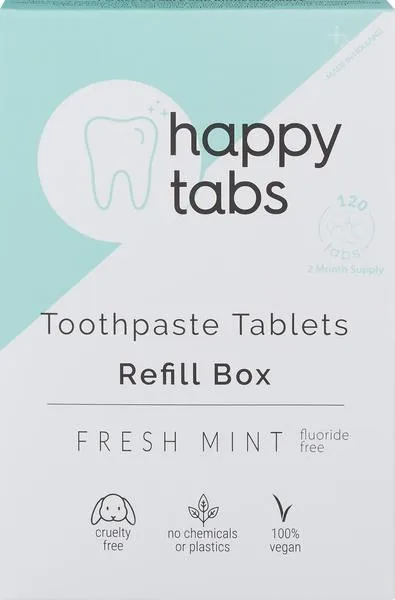 Happy Tabs Tandpastatablet Navul Mint Fluoridevrij (120 stuks)