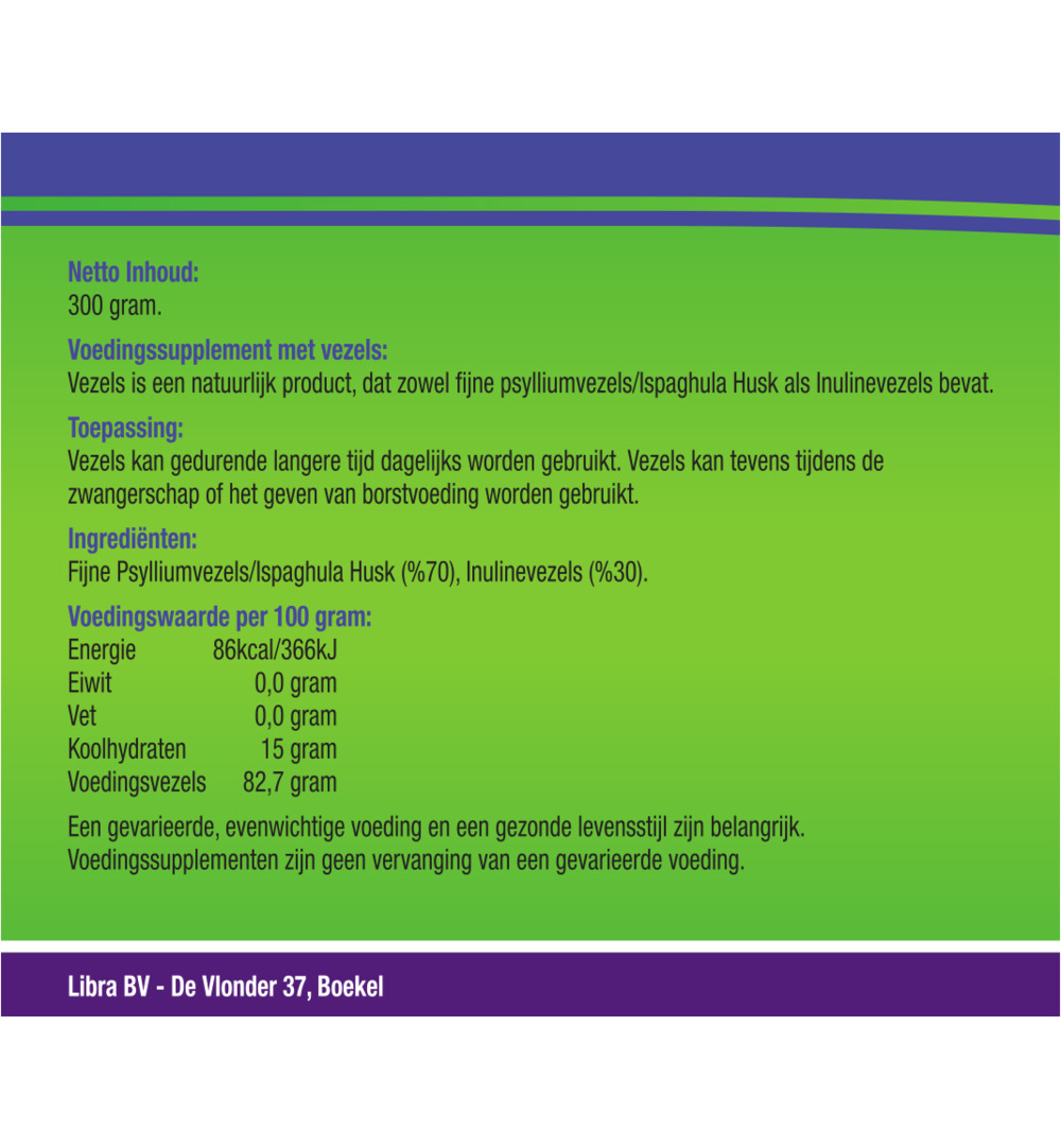 Vezels Naturel Psylliumvezels En Inulinevezels (300 gr) - image 2