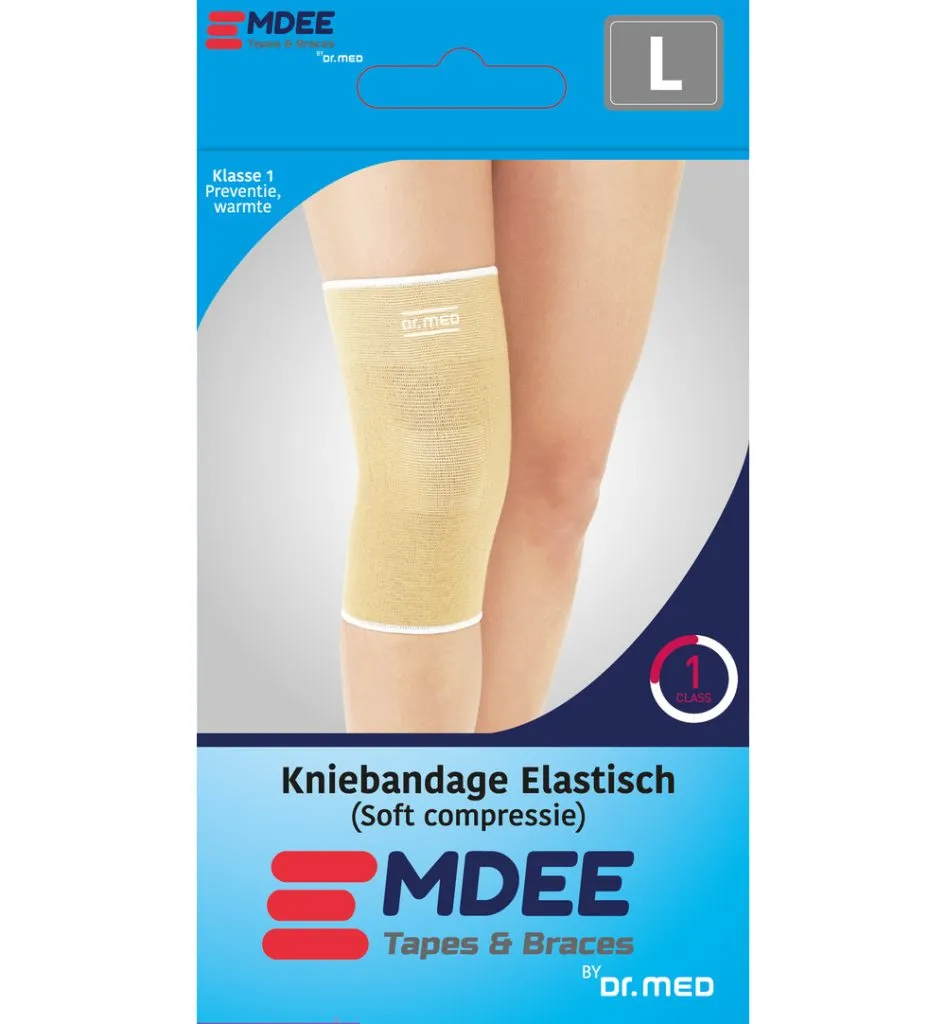 Emdee Elastic support knie maat L huidskleur (1 stuk)