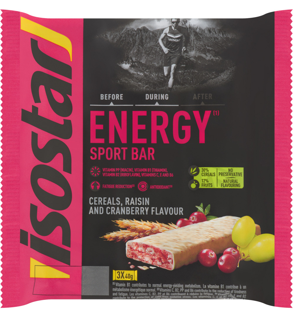 Isostar Energy Sport Bar Cereals Raisin Cranberry 3 X 40G (120 gr)
