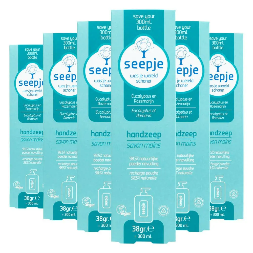 Seepje Handzeep Navulling Eucalyptus en Rozemarijn (8 x 38 gr)