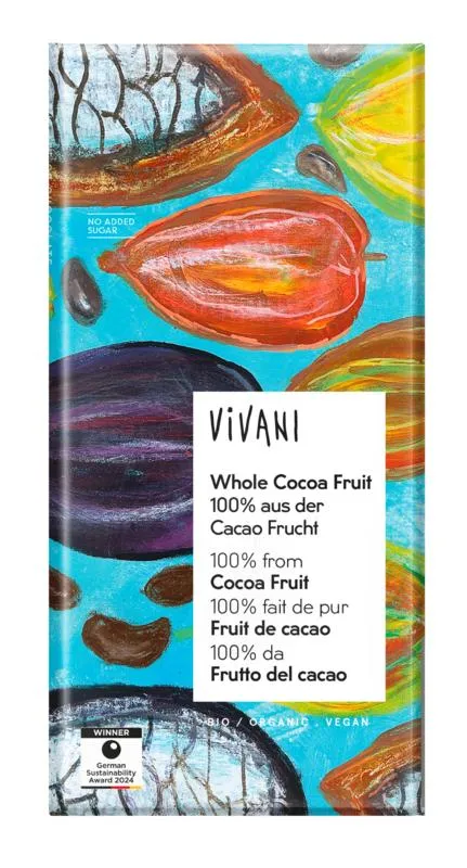 Vivani Chocolade Puur Whole Cacao Fruit Bio (80 gr)
