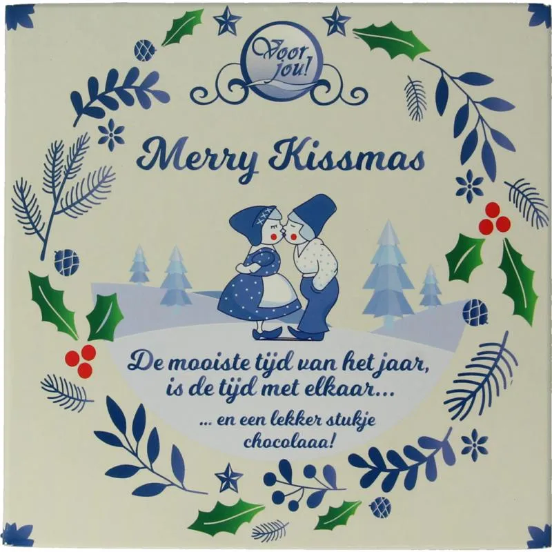 Voor Jou! Wensreep Delftsblauw Kerst Merry Kissmas (90 gr)