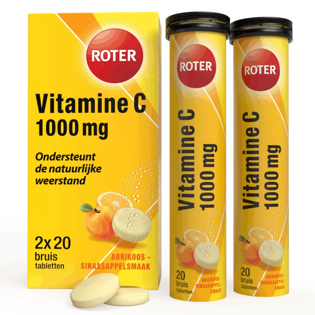 Roter Vitamine C Bruis 1000 mg abrikoos sinaasappel duopack (40 bruistabletten)