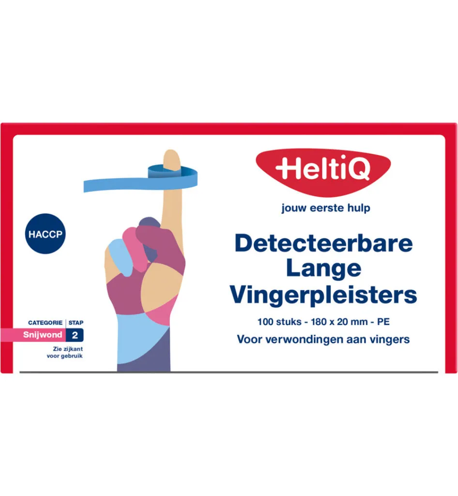 HeltiQ Detect vingerpleister lang PE 180 x 20 (100 stuks)