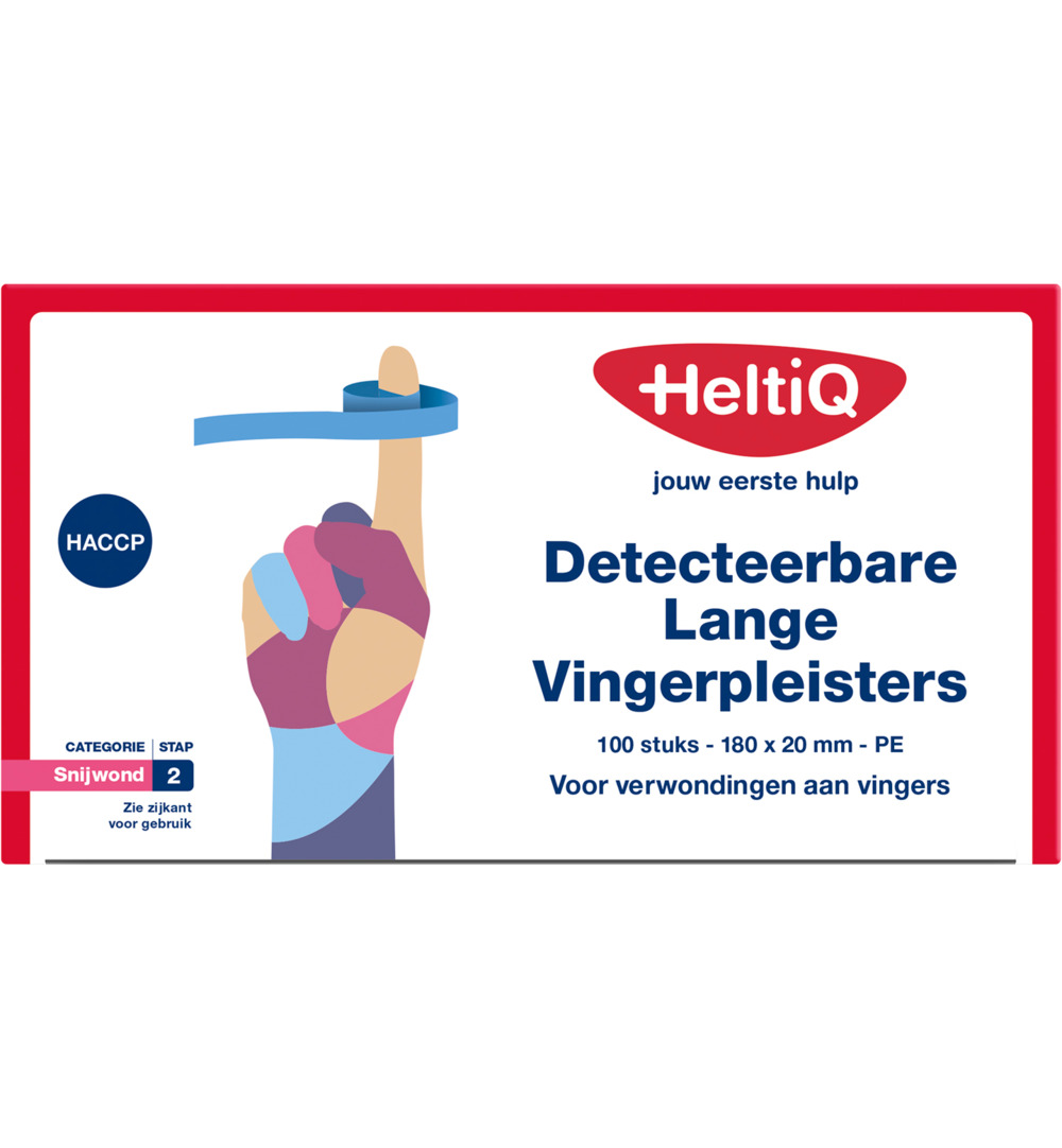 HeltiQ Detect vingerpleister lang PE 180 x 20 (100 stuks)