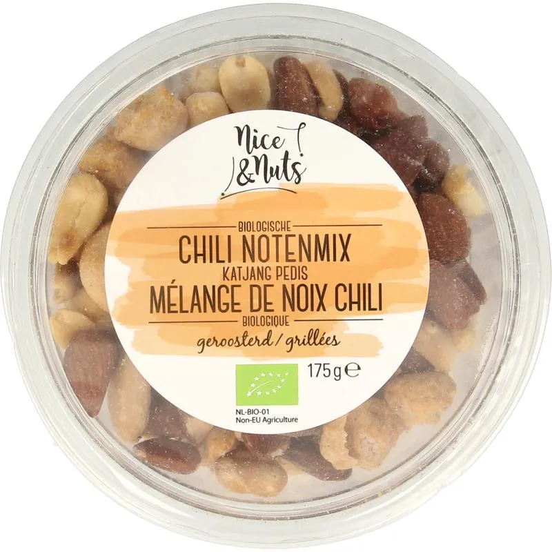Nice & Nuts Chili Notenmix Met Katjang Ped Is Geroosterd Bio (175 gr)