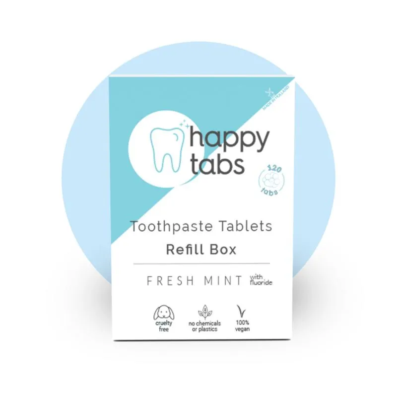 Happy Tabs Tandpasta fresh mint met fluoride navul (120 tabletten)