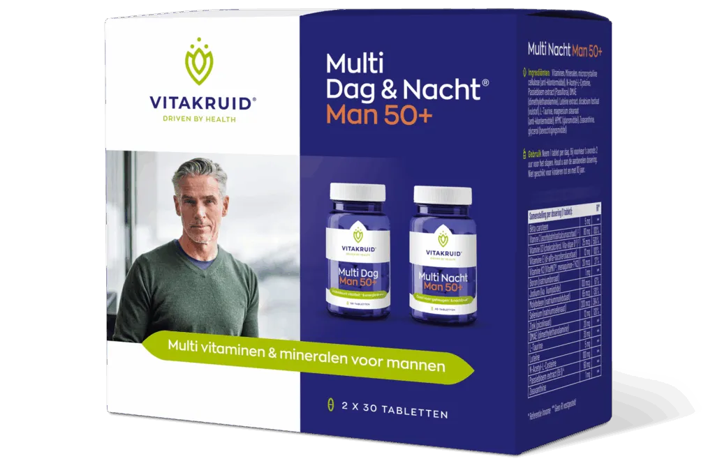 Vitakruid Multi Dag & Nacht Man 50+ 100% Vegan (2 X 30 tabletten)