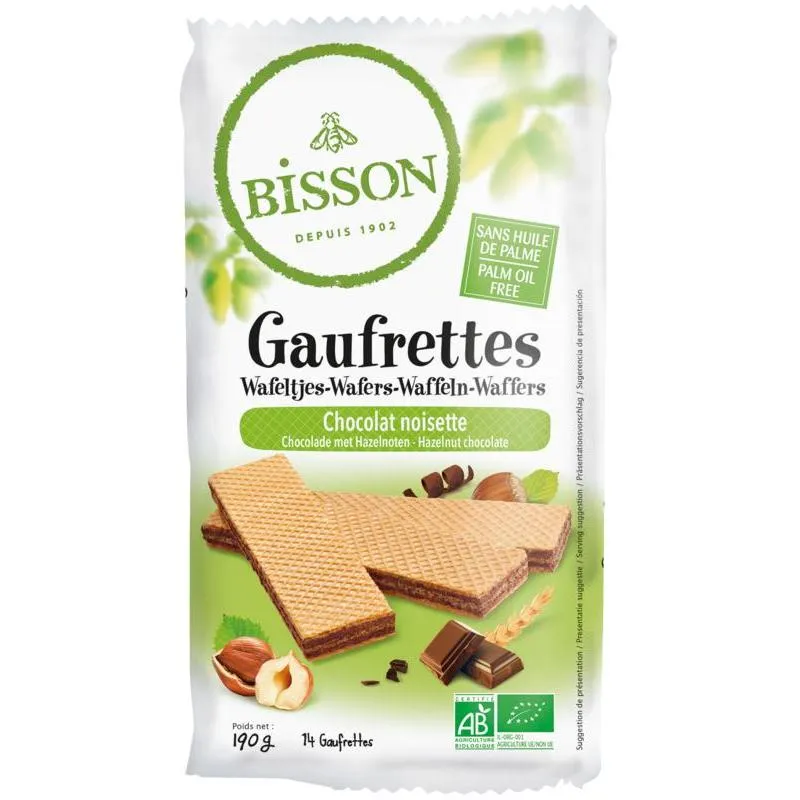 Bisson Wafels choco hazelnoot bio (200 gr)