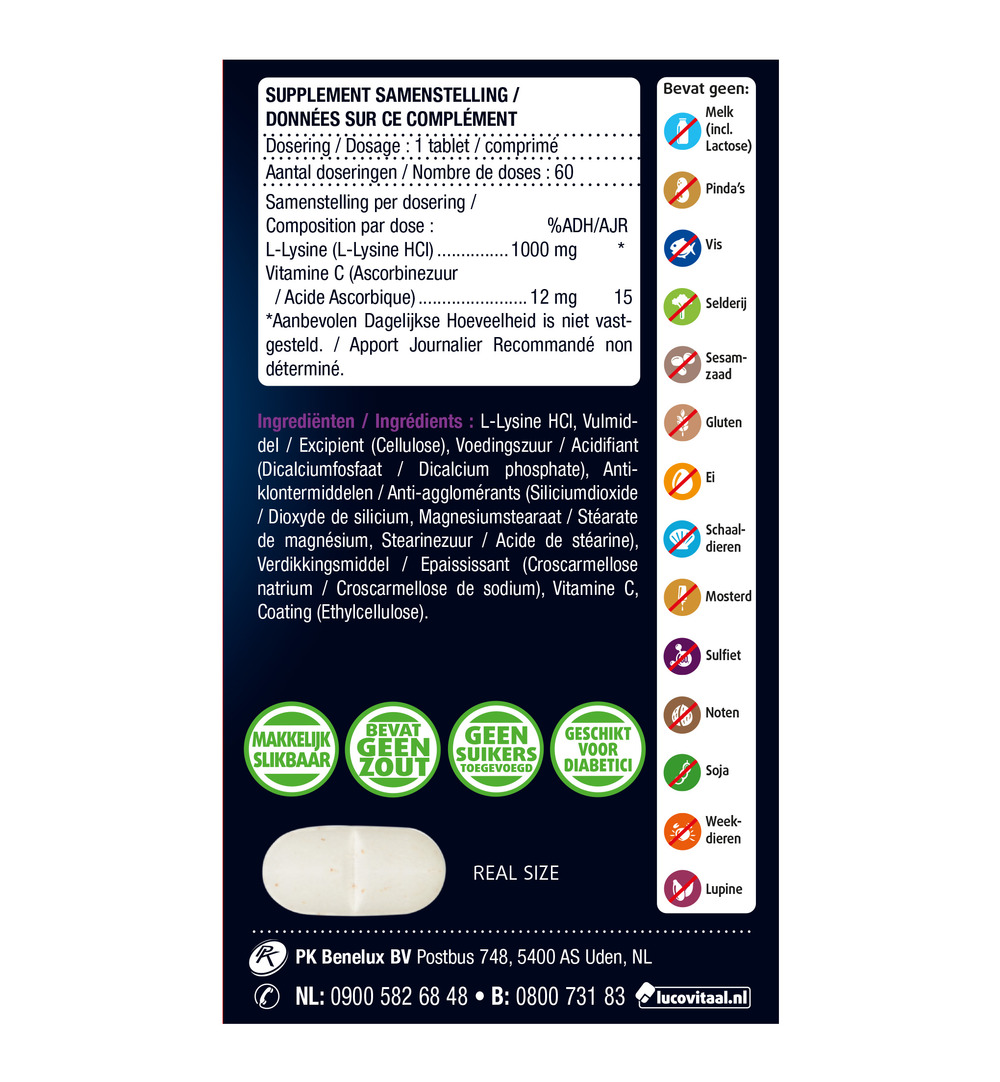 Lucovitaal L-Lysine 1000mg (60 tabletten) - image 3